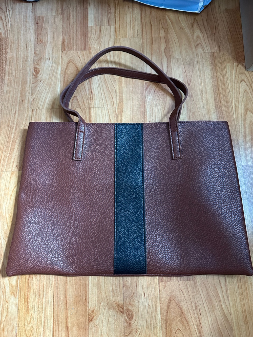 Vince Camuto Vegan Leather Tote Bag Purse Brown and Black Striped
